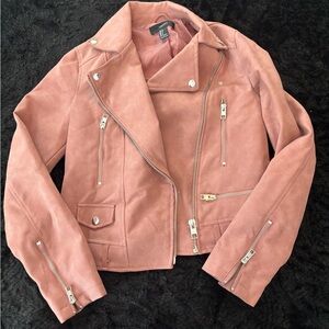 Mauve Forever21 Faux Leather Moto Jacket